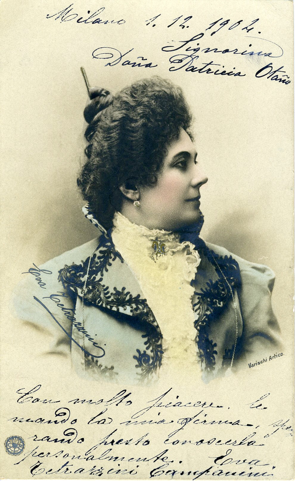 Tetrazzini, Eva. (18621938) Signed Photograph Postcard Schubertiade