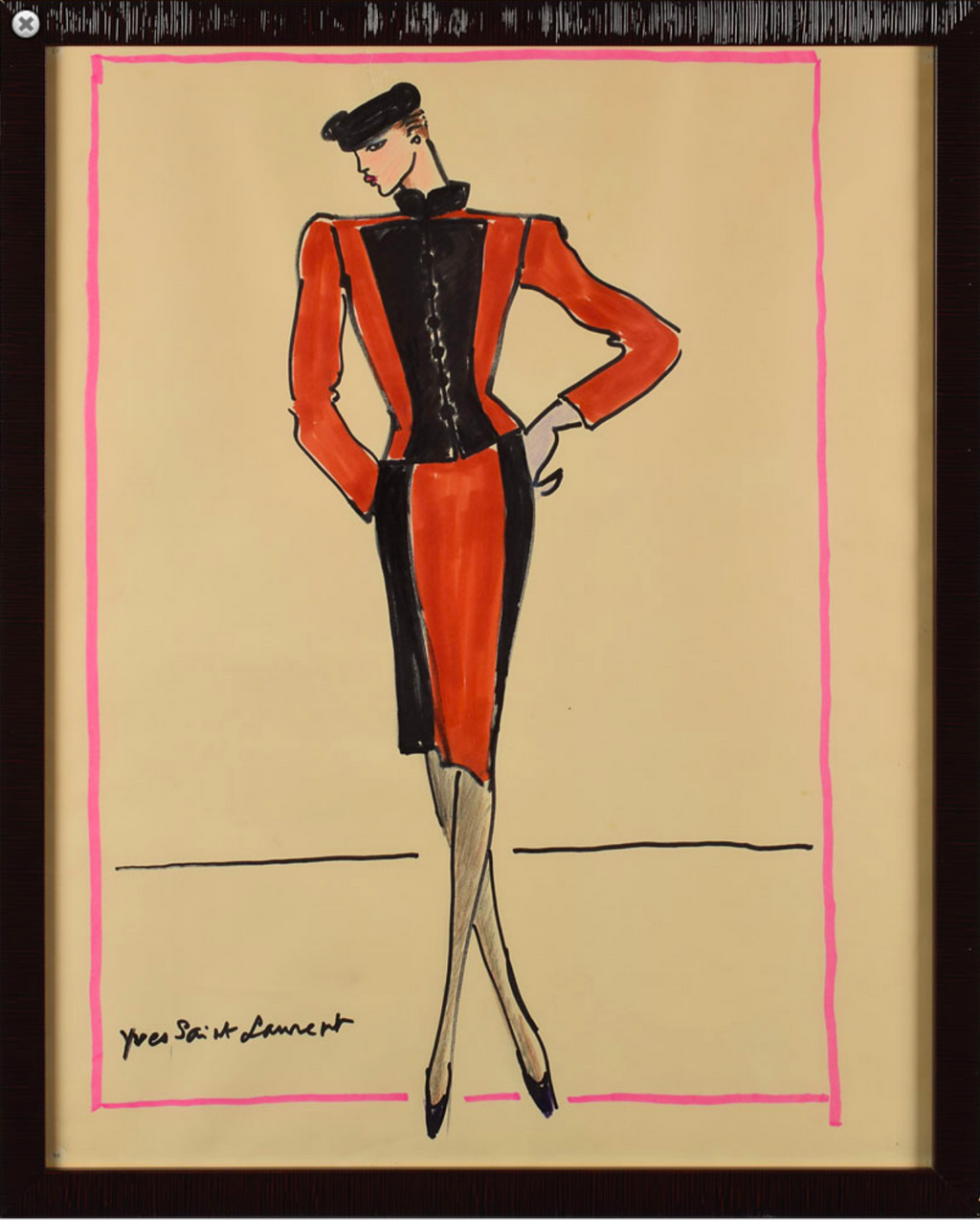 Saint Laurent, Yves. (1936–2008) Colorful Original Signed Design