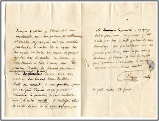Scribe, Eugene.  (1791-1861) Important Autograph Letter regarding La Muette de Portici.