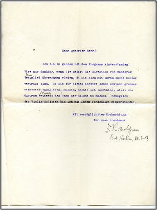 Strauss, Richard. (1864–1949) Three typed letters signed ('Dr Richard Strauss')