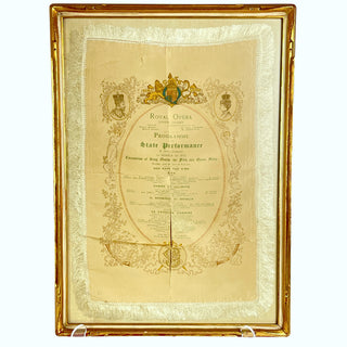 [Nijinsky, Waslaw. (1889–1950) & Melba, Nellie. (1861–1931) & Tetrazzini, Luisa. (1871–1940)] 1911 Royal Opera House Programme, Printed on Silk