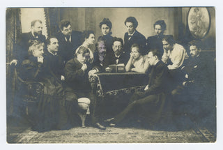 Chekhov, Anton. (1860–1904) Postcard Photograph of a Reading to the Moscow Art Theatre