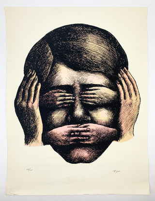 Topor, Roland. (1938–1997) 'Ne rien voir, ne rien dire, ne rien entendre,’ 1975