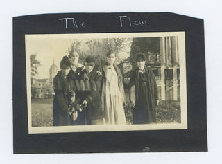 [Spanish Flu] Candid Photograph of Students Wearing Masks, inscribed “The Flew,” University of Missouri, 1918