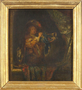 [Dou, Gerrit. (1613 - 1675)] [SCHOOL OF] Trumpet Player in front of a Banquet, ca. 17th c.
