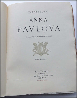 [Dance] [Pavlova, Anna. (1881-1931)] Svétlov [Svétlow], V[alerien]. Anna Pavlova - SIGNED BY PAVLOVA