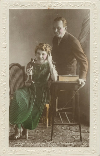 Pickford, Mary. (1892-1979) & Fairbanks, Douglas. (1883-1939) Hand-Colored Postcard Photograph
