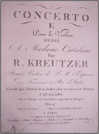 Kreutzer, Rodolphe. (1766-1831) Six First Edition Violin Concerti, bound together with an Autograph Manuscript Cadenza