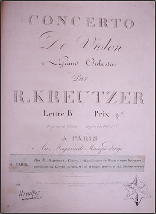 Kreutzer, Rodolphe. (1766-1831) Six First Edition Violin Concerti, bound together with an Autograph Manuscript Cadenza