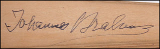 [Composers and Performers of the 19th Century ] Brahms, Schumann, Joachim, Grieg, Paderewski, Hoffman, Piatti, Richter, De Reszke etc. Wooden Fan signed by Leading Composers and Performers