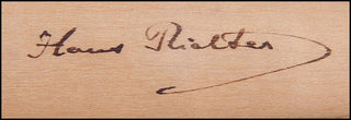 [Composers and Performers of the 19th Century ] Brahms, Schumann, Joachim, Grieg, Paderewski, Hoffman, Piatti, Richter, De Reszke etc. Wooden Fan signed by Leading Composers and Performers