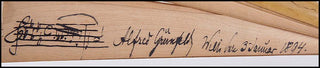[Composers and Performers of the 19th Century ] Brahms, Schumann, Joachim, Grieg, Paderewski, Hoffman, Piatti, Richter, De Reszke etc. Wooden Fan signed by Leading Composers and Performers