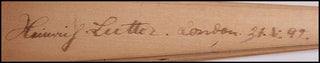 [Composers and Performers of the 19th Century ] Brahms, Schumann, Joachim, Grieg, Paderewski, Hoffman, Piatti, Richter, De Reszke etc. Wooden Fan signed by Leading Composers and Performers