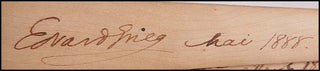 [Composers and Performers of the 19th Century ] Brahms, Schumann, Joachim, Grieg, Paderewski, Hoffman, Piatti, Richter, De Reszke etc. Wooden Fan signed by Leading Composers and Performers