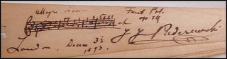 [Composers and Performers of the 19th Century ] Brahms, Schumann, Joachim, Grieg, Paderewski, Hoffman, Piatti, Richter, De Reszke etc. Wooden Fan signed by Leading Composers and Performers