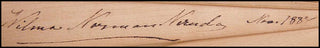 [Composers and Performers of the 19th Century ] Brahms, Schumann, Joachim, Grieg, Paderewski, Hoffman, Piatti, Richter, De Reszke etc. Wooden Fan signed by Leading Composers and Performers