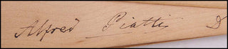 [Composers and Performers of the 19th Century ] Brahms, Schumann, Joachim, Grieg, Paderewski, Hoffman, Piatti, Richter, De Reszke etc. Wooden Fan signed by Leading Composers and Performers