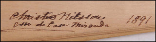 [Composers and Performers of the 19th Century ] Brahms, Schumann, Joachim, Grieg, Paderewski, Hoffman, Piatti, Richter, De Reszke etc. Wooden Fan signed by Leading Composers and Performers