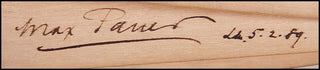 [Composers and Performers of the 19th Century ] Brahms, Schumann, Joachim, Grieg, Paderewski, Hoffman, Piatti, Richter, De Reszke etc. Wooden Fan signed by Leading Composers and Performers