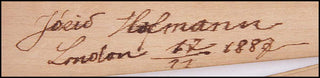 [Composers and Performers of the 19th Century ] Brahms, Schumann, Joachim, Grieg, Paderewski, Hoffman, Piatti, Richter, De Reszke etc. Wooden Fan signed by Leading Composers and Performers