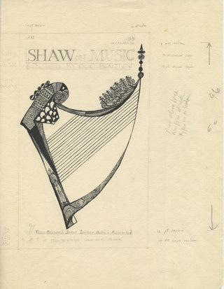 Baskin, Leonard. (1922–2000) [Shaw, George Bernard. (1856-1950)] Draft Drawing for the Cover of the 1955 Doubleday Anchor Press edition of "Shaw on Music"