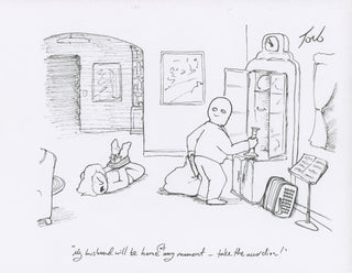 [Accordion] Toro, Tom. (b. 1982) "Take the accordion!" - Original Cartoon Drafts for the New Yorker