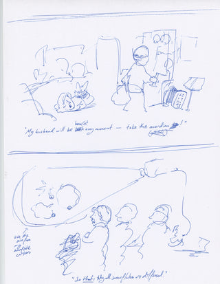 [Accordion] Toro, Tom. (b. 1982) "Take the accordion!" - Original Cartoon Drafts for the New Yorker