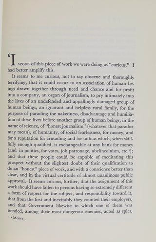 Agee, James. (1909–1955) & Evans, Walker. (1903-1975) "Let Us Now Praise Famous Men"