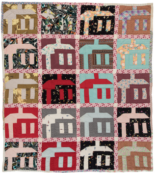 American School (20th Century) Schoolhouse Quilt, ca. 1930