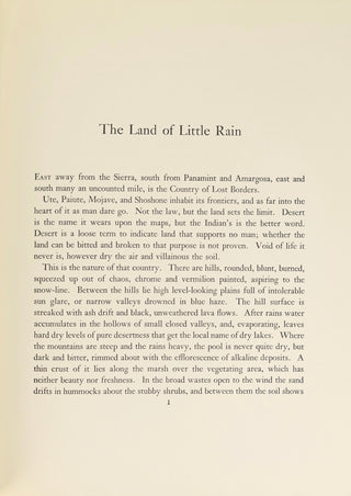 Adams, Ansel. (1902–1984) [Austin, Mary. (1868-1934)] "The Land of Little Rain" - Signed by ADAMS