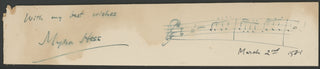 Hess, Myra. (1890-1965) Autograph Musical Quotation - Beethoven 4th Piano Concerto