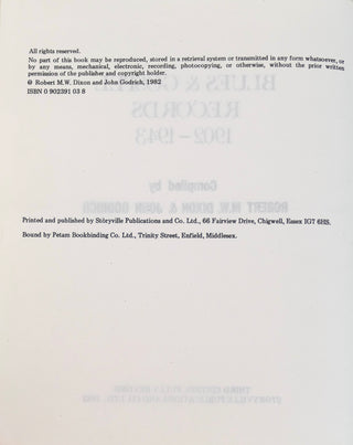 [BLUES] Hunter, Alberta. (1895-1984) [Cushing, Steve.]  [Dixon, Robert M. W. (1939-) & Godrich, John.]  Blues & Gospel Records 1902-1943 - Inscribed to Alberta Hunter with letter from Steve Cushing