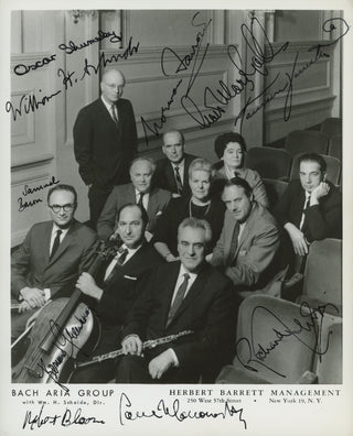 [Bach Aria Group (E. 1946)] Shumsky, Oscar. (1917–2000) & Greenhouse, Bernard. (1916–2011) Photograph Signed by Ten Members including Shumsky and Greenhouse