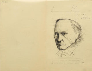 [Baudelaire, Charles. 1821 - 1867)] Baskin, Leonard. (1922–2000) Two Draft drawings for the cover of the 1956 Doubleday Anchor Press book "The Mirror of Art: Critical Studies by Charles Baudelaire"