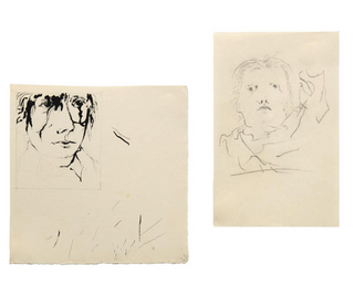 [Keats, John. (1795-1821)] Baskin, Leonard. (1922–2000) Two draft drawings for the cover of the 1956 Doubleday Anchor Press book "The Selected Letters fo John Keats"