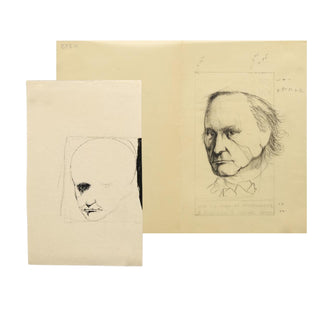 [Baudelaire, Charles. 1821 - 1867)] Baskin, Leonard. (1922–2000) Two Draft drawings for the cover of the 1956 Doubleday Anchor Press book "The Mirror of Art: Critical Studies by Charles Baudelaire"
