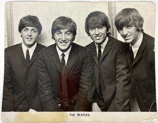 The Beatles. [Lennon, John. (1940–1980)] Group Lot including Secretarial Signed Photos and Silver Coin