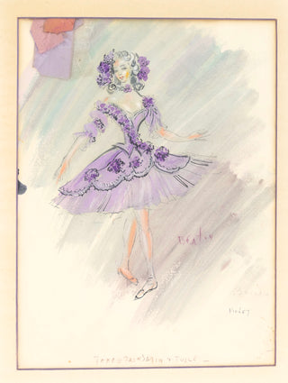 Beaton, Cecil. (1904 - 1980) "Crystalized Flower (Violet) from 'The Nutcracker'"  - Original Costume Design, 1951