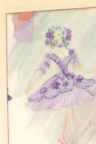 Beaton, Cecil. (1904 - 1980) "Crystalized Flower (Violet) from 'The Nutcracker'"  - Original Costume Design, 1951