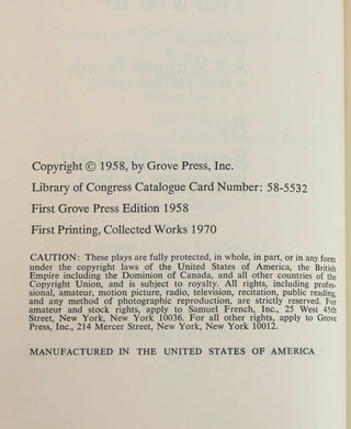 Beckett, Samuel. (1906-1989) [Bidart, Frank. (b.1939)] "Endgame"