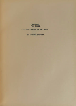 Beckett, Samuel. (1906-1989) Nichols, Mike. (b. 1943) Waiting for Godot - Script in Fine Custom Binding, Opening Night Gift