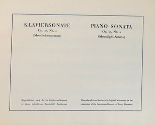 Beethoven, Ludwig van. (1770–1827) [Mitropoulos, Dimitri. (1896–1960)] "Mondscheinsonate Sonate Op. 27. No. 2" - FACSIMILE from the Collection of Mitropoulos