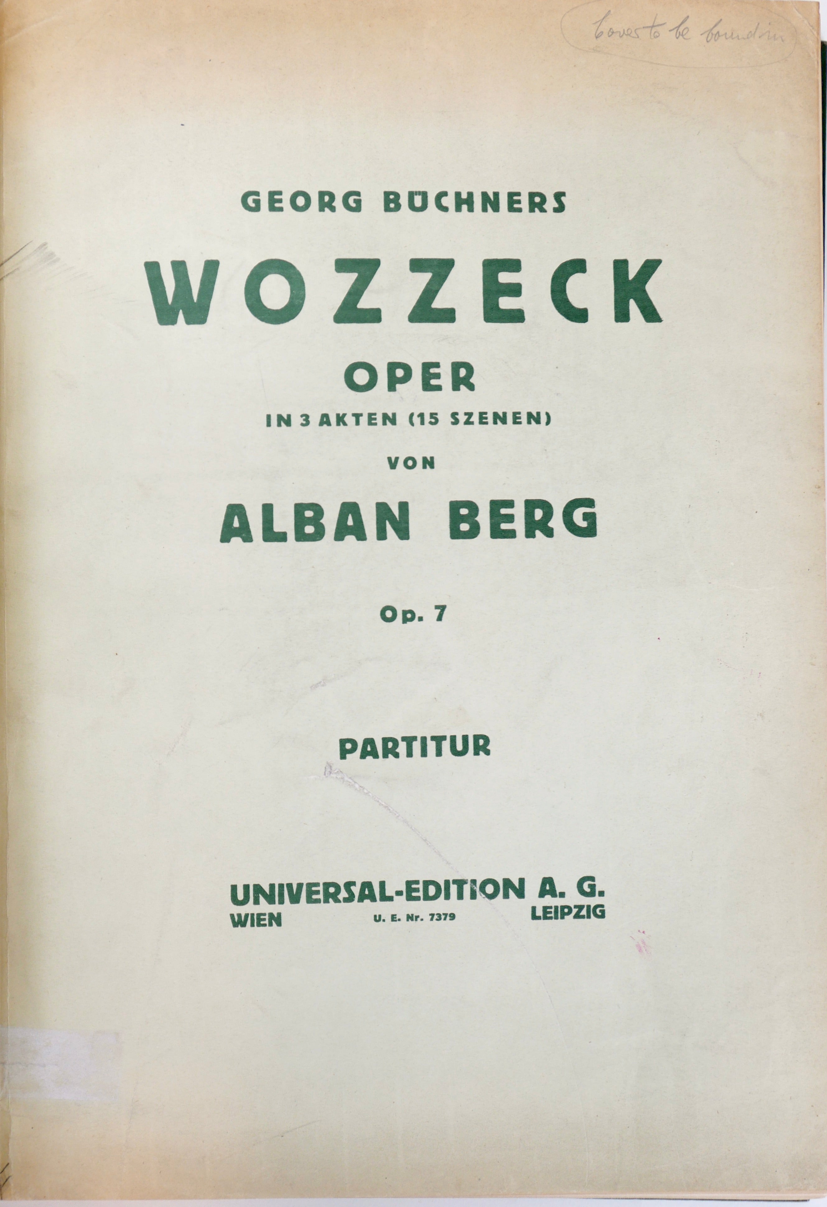 Berg: Wozzeck, op. 7 (Study Score) | Juilliard Store