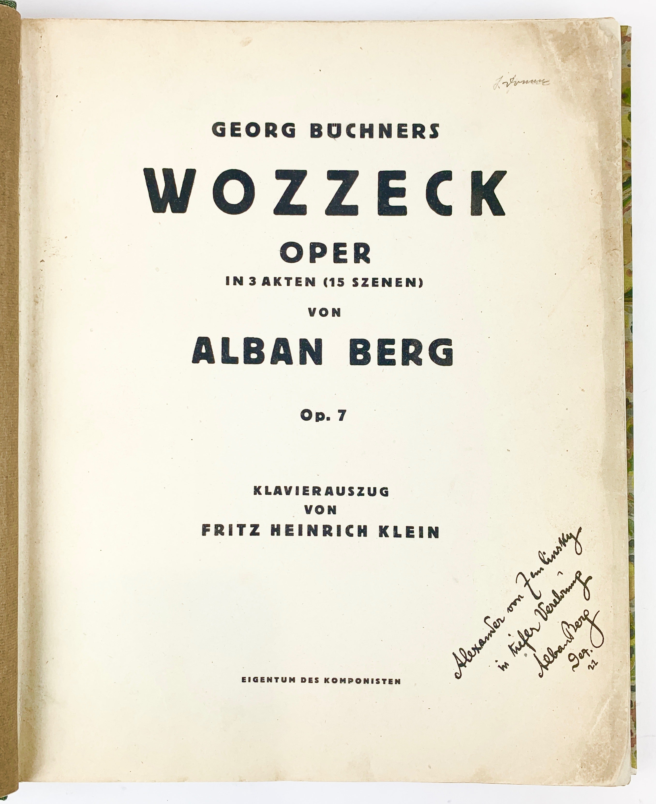 Berg, Alban. (1885 - 1935) [Zemlinsky, Alexander. (1871-1942 Berg, Alban. (1885 - 1935) [Zemlinsky, Alexander. (1871-1942