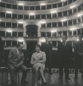 [Bergman, Ingrid. (1915–1982) & Benois, Nicola. (1901–1988)] La Scala Archive Photograph of Preparations for "Giovanna d'Arco al rogo"