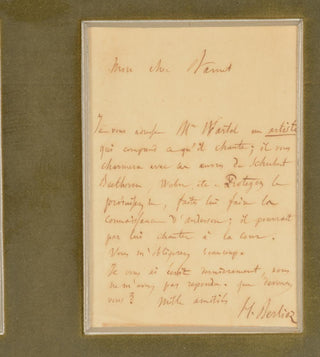 Berlioz, Hector. (1803–1869) Autograph Letter of Recommendation for François Wartel