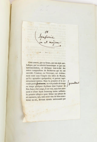 Berlioz, Hector. (1803-1869) [Beethoven, Ludwig van. (1770–1827)] BEETHOVEN'S FIRST SYMPHONY ANALYZED BY BERLIOZ - Proof with Autograph Insertions
