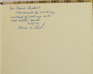 [Fine Press][Bidart, Frank. (b. 1939)] Hegemen, F.W. & Kelley, N.K. "XXI MORAL RHYMES" - One of Fifty Copies Printed, Inscribed to Frank Bidart