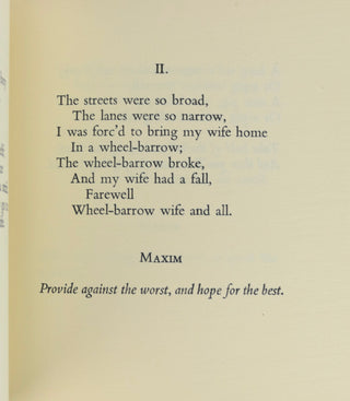 [Fine Press][Bidart, Frank. (b. 1939)] Hegemen, F.W. & Kelley, N.K. "XXI MORAL RHYMES" - One of Fifty Copies Printed, Inscribed to Frank Bidart