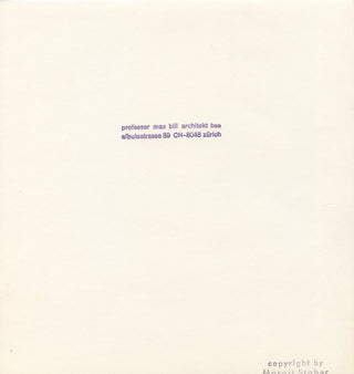 Bill, Max. (1908–1994) [Staber, Margit.] Signed Photograph for the 1965 Galleria Flaviana Exhibition
